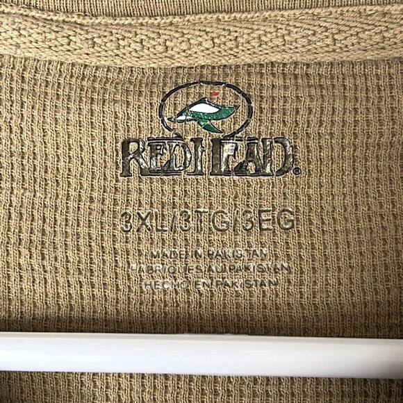 REDHEAD Mens Shirt 3XL Long Sleeve 1/4 Button Up Casual Outdoors Green/Brown - Picture 2 of 4